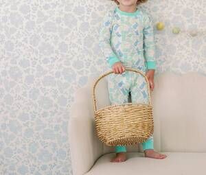 NEW SMALL SHOP kids rockin bunny bamboo pajama set in blue